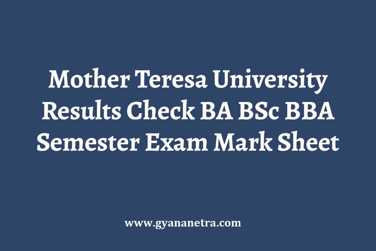 Mother Teresa University Results 2024 BA BSc BBA Released Download Now