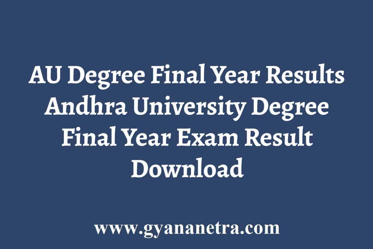 AU Degree Final Year Results 2024 Andhra University Degree Final Year