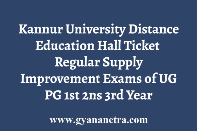 SDE Kannur University Distance Education Hall Ticket