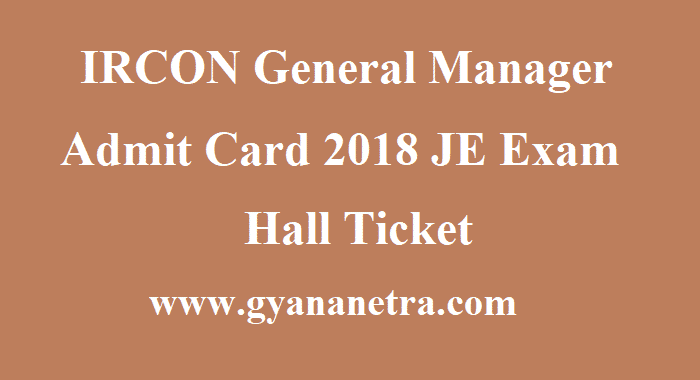 IRCON General Manager Admit Card