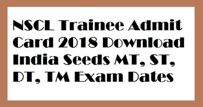 NSCL Trainee Admit Card