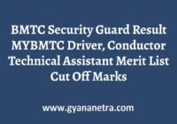 BMTC Security Guard Result Merit List