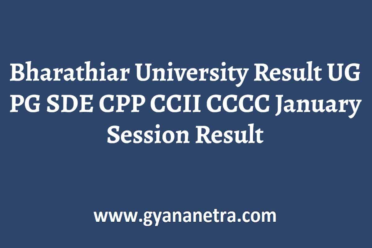 Bharathiar University Result 2024 UG PG SDE CPP CCII CCCC January