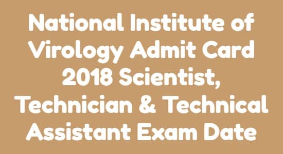 National Institute of Virology Admit Card