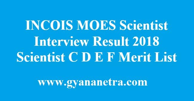 INCOIS MOES Scientist Interview Result