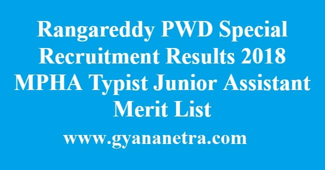 Rangareddy PWD Special Recruitment Results