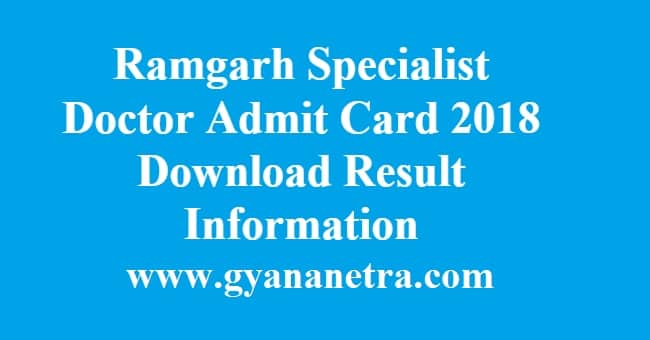Ramgarh Specialist Doctor Admit Card