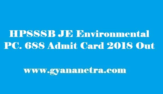 HPSSSB Junior Engineer Environmental Admit Card 2018