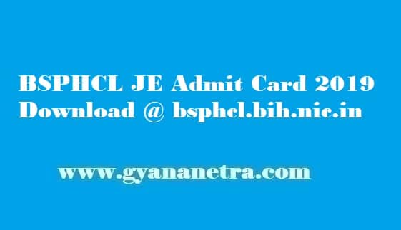 BSPHCL JE Admit Card 2019