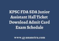 KPSC FDA SDA JA Hall Ticket