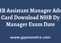 NHB Assistant Manager Admit Card Exam Date