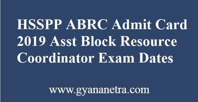 HSSPP ABRC Admit Card