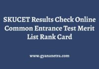 SKUCET Results Rank Card