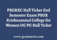 PSGRKC Hall Ticket