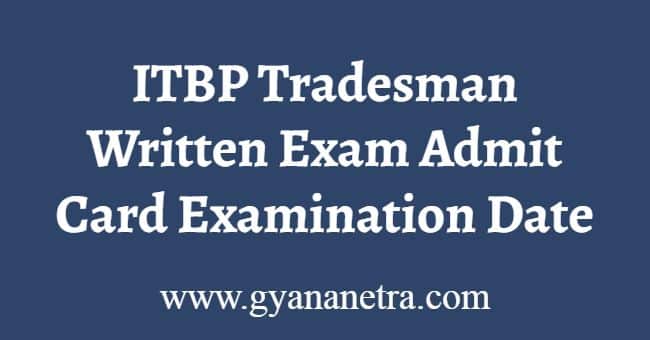ITBP Tradesman Written Exam Admit Card