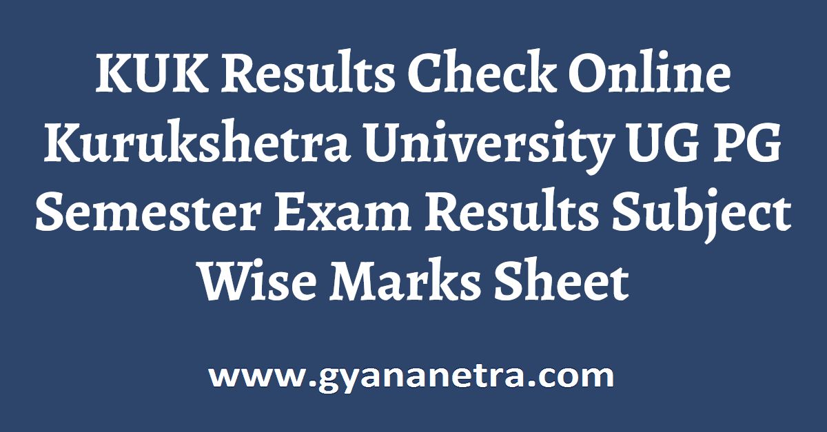 KUK Results 2024 Kurukshetra University BA MSc MA May Result
