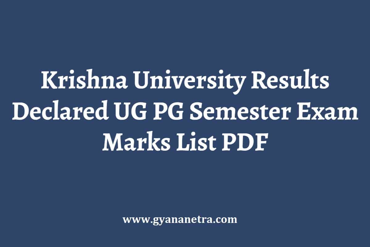 Krishna University Results 2024 Declared UG PG Semester Exam Marks List