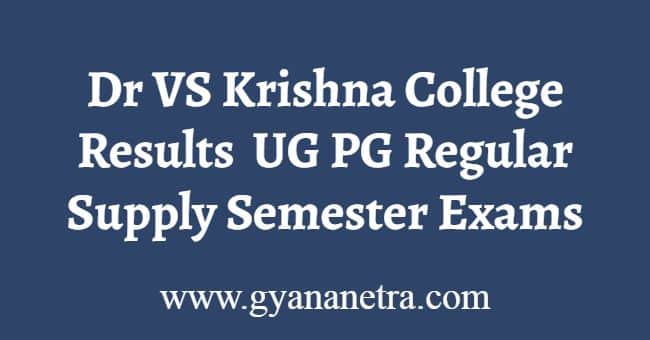 Dr VS Krishna College Results