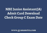 NBE JA Admit Card