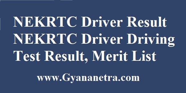 NEKRTC Driver Result Merit List
