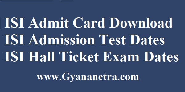 ISI Admit Card Download