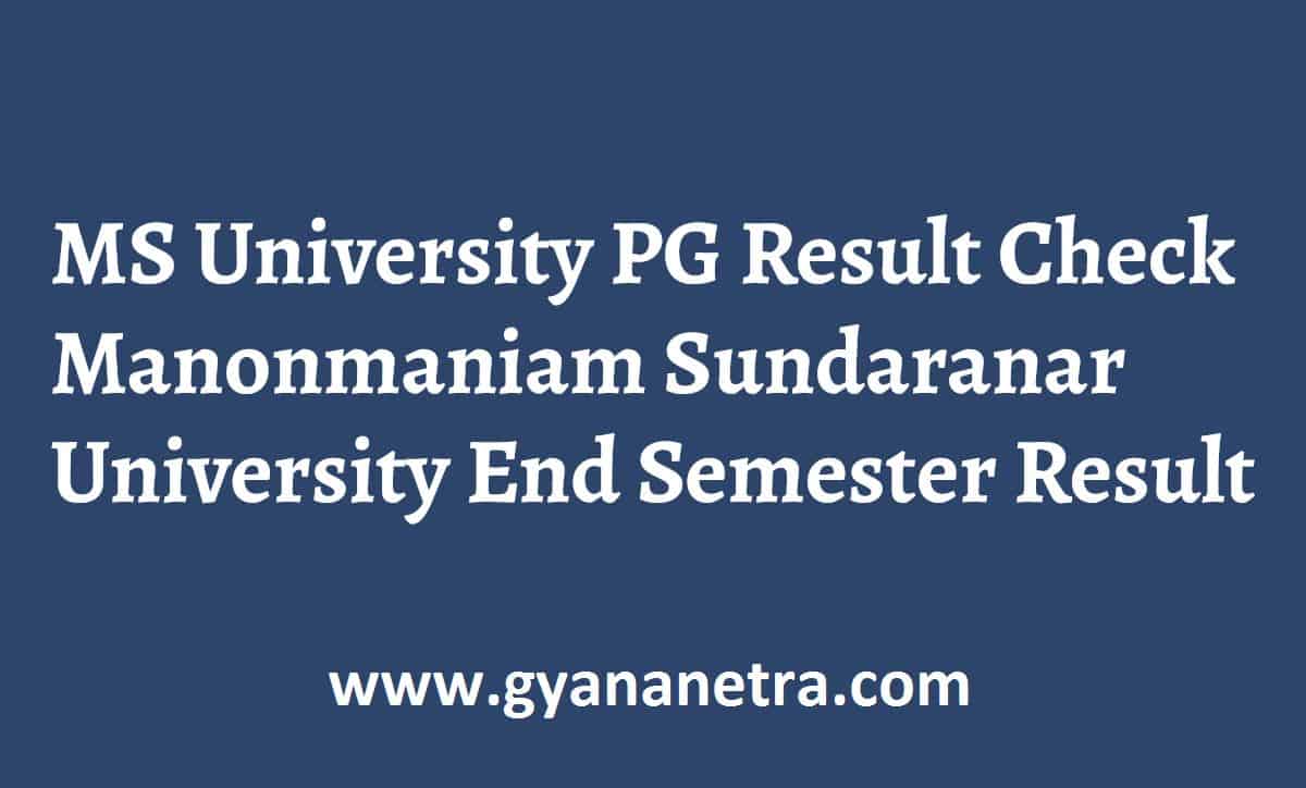 MS University UG PG Result 2024 MSU Semester Exam Results