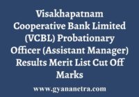 Visakhapatnam Cooperative Bank Probationary Officer Result