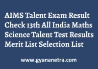 AIMS Talent Exam Result Merit List