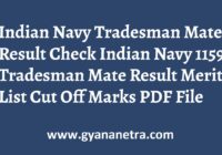 Indian Navy Tradesman Mate Result Merit List