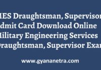 MES Draughtsman, Supervisor Admit Card Exam Date