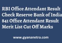 RBI Office Attendant Result Merit List