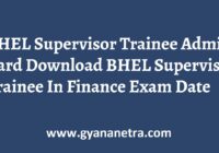 BHEL Supervisor Trainee Admit Card Exam Date