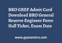 BRO GREF Admit Card Exam Date