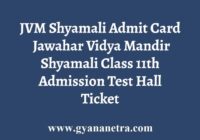 JVM Shyamali Admit Card