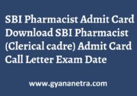 SBI Pharmacist Admit Card Clerical Cadre Exam Date