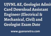 UJVNL AE Geologist Admit Card Exam Date