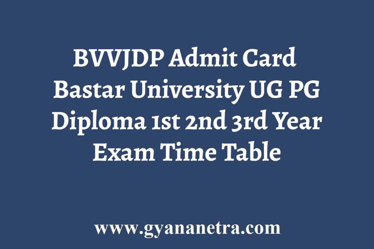 BVVJDP Admit Card 2022 Bastar University UG PG Diploma 1st 2nd ...
