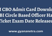 SBI CBO Admit Card Exam Date