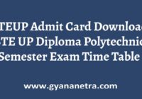 BTEUP Admit Card Diploma Semester Exam