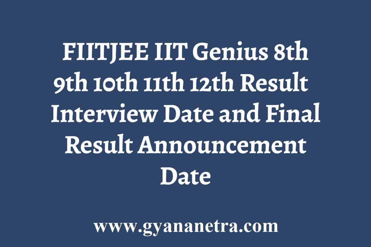 FIITJEE IIT Genius Result 2024 Interview Dates