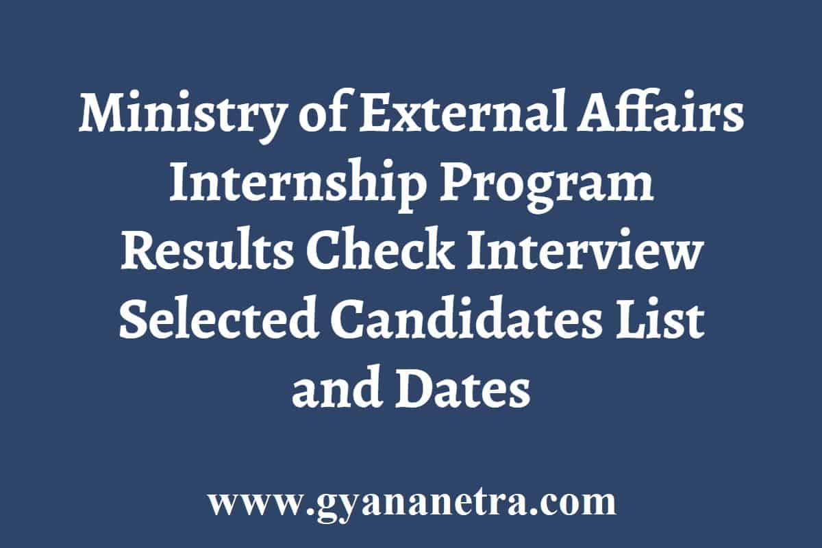 MEA Internship Result 2024 Interview Shortlisted Candidates