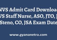 NVS Admit Card Exam Date