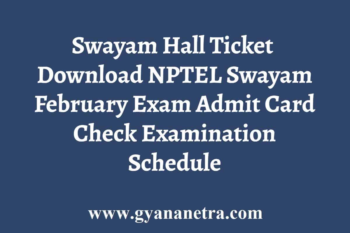 Swayam Hall Ticket 2024 Download NPTEL Swayam October November December