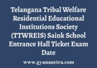 TTWR Sainik School Hall Ticket