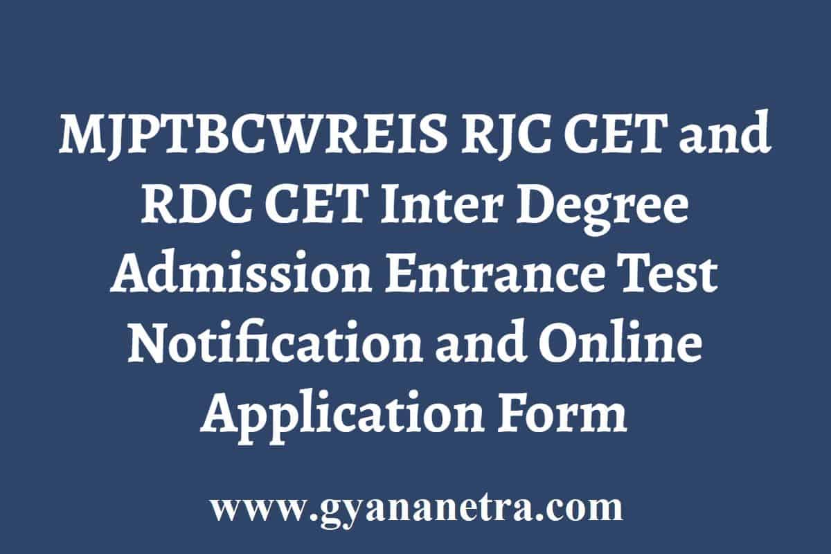 MJPTBCWREIS Inter Admissions 2024 RJCCET RDCCET Degree Entrance Date