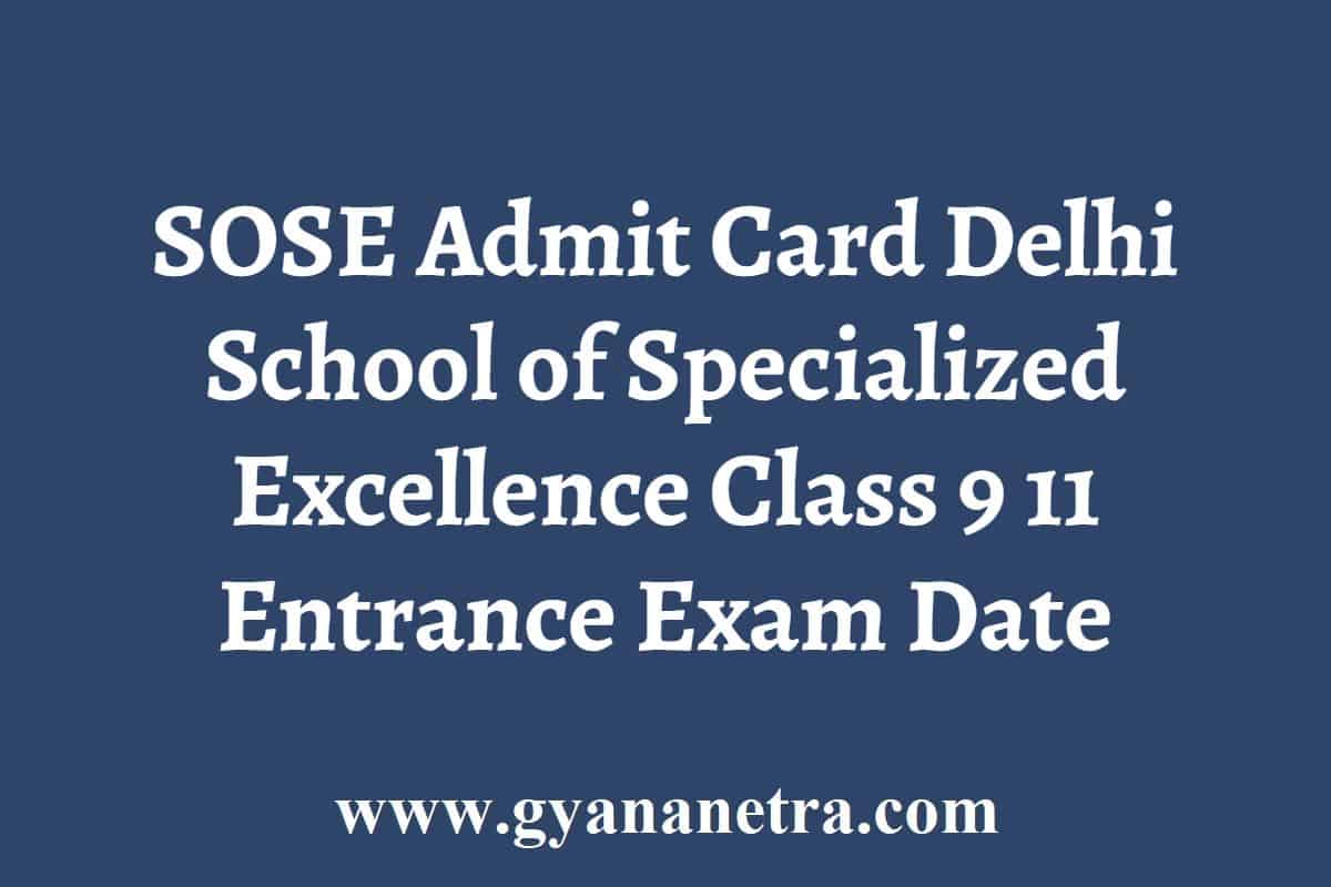 SOSE Admit Card 2024 Delhi School of Specialized Excellence Exam Date