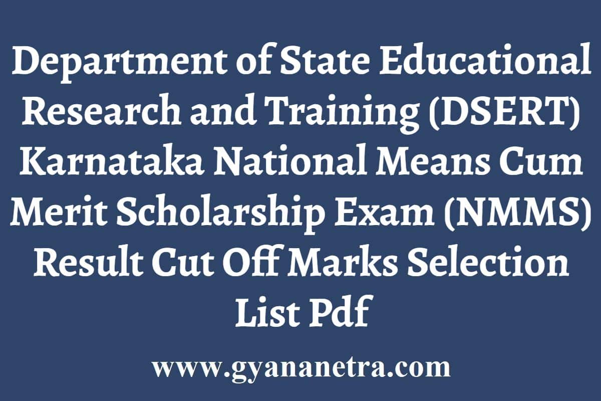 Karnataka NMMS Exam Result 2024 8th Class Cut Off Marks Selection list