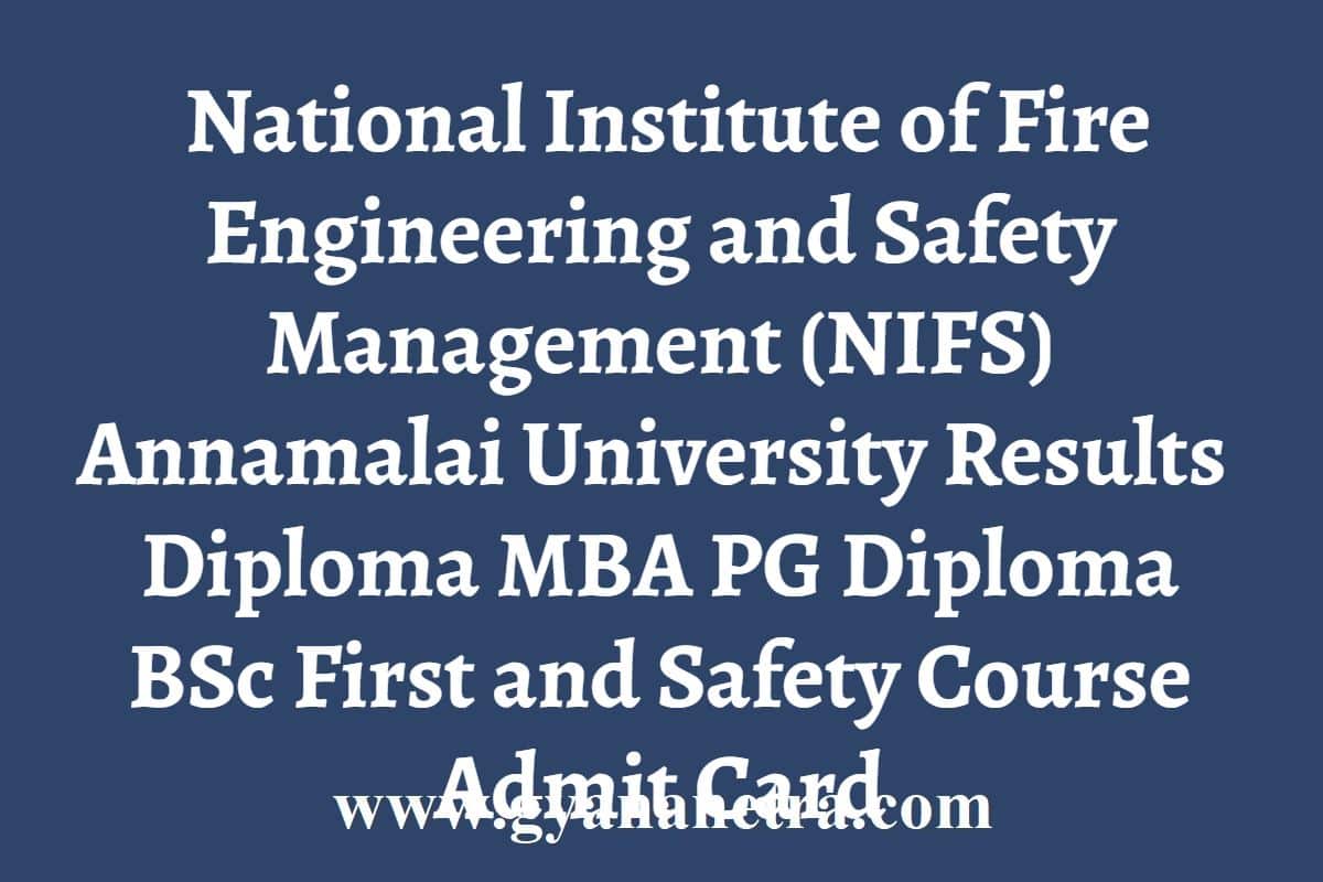 Annamalai University Safety Course 2023 2024 Courses 