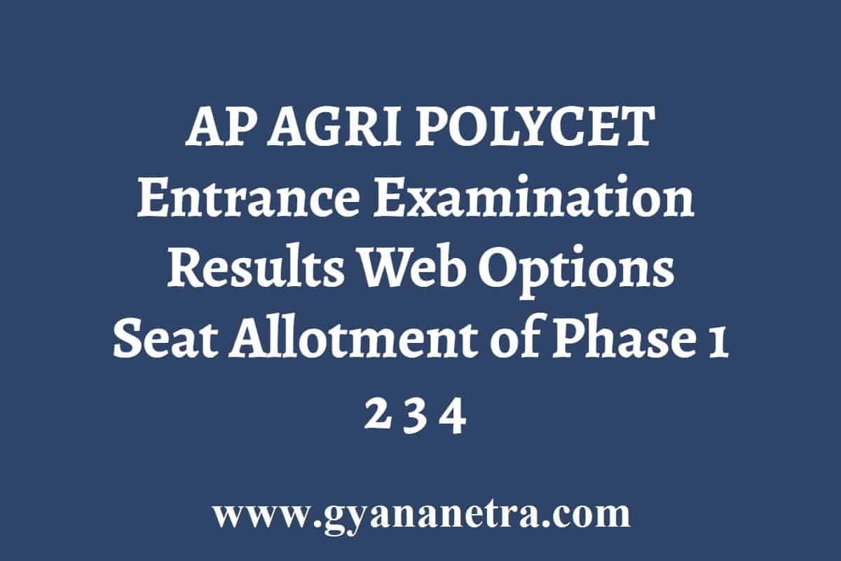 AP AGRI POLYCET Results 2024 Web Options Seat Allotment of Phase 1 2 3