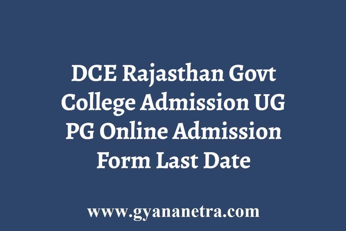 DCE Rajasthan Govt College Admission 2024 UG PG Online Admission Form